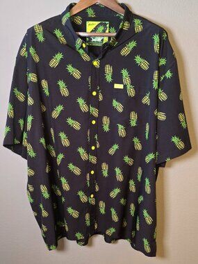 Retro Rifle Pineapple Grenade Tropical Button-Up Shirt – 4XL